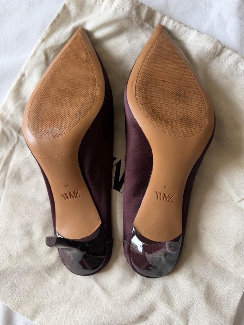 Zara satin chocolate mules - Picture 4 of 4